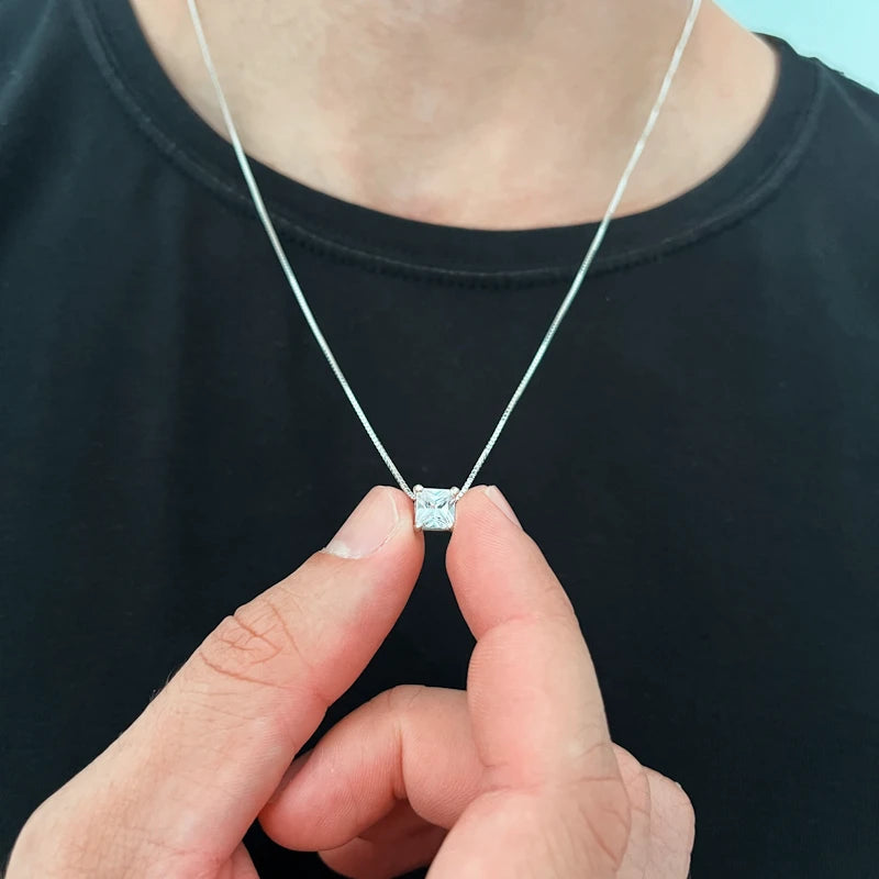 Colar Cristal Quadrado Branco