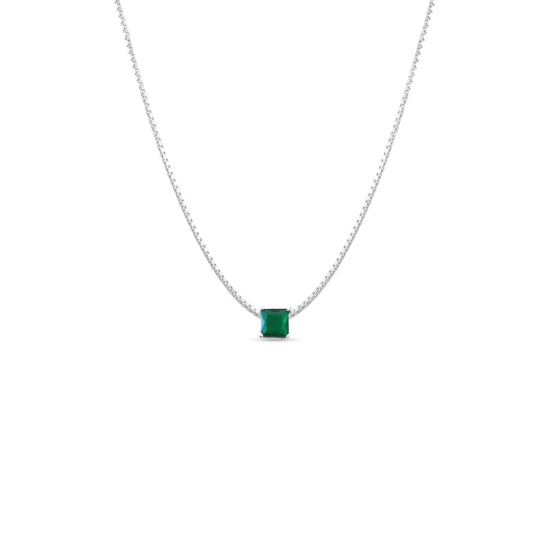 Colar Cristal Quadrado Verde