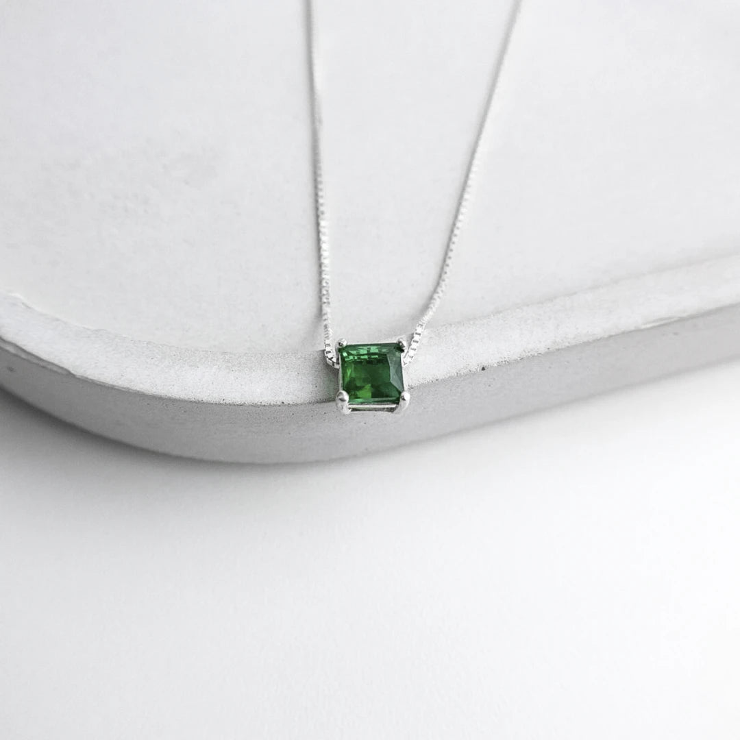 Colar Cristal Quadrado Verde