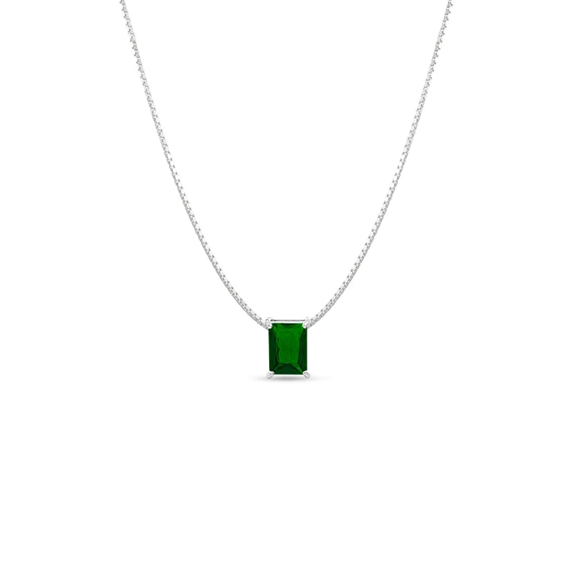 Colar Cristal Retangular Verde