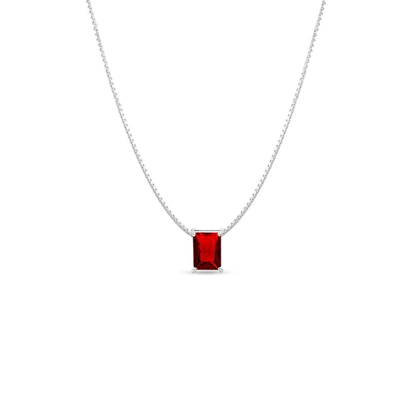 Colar Cristal Retangular Vermelho