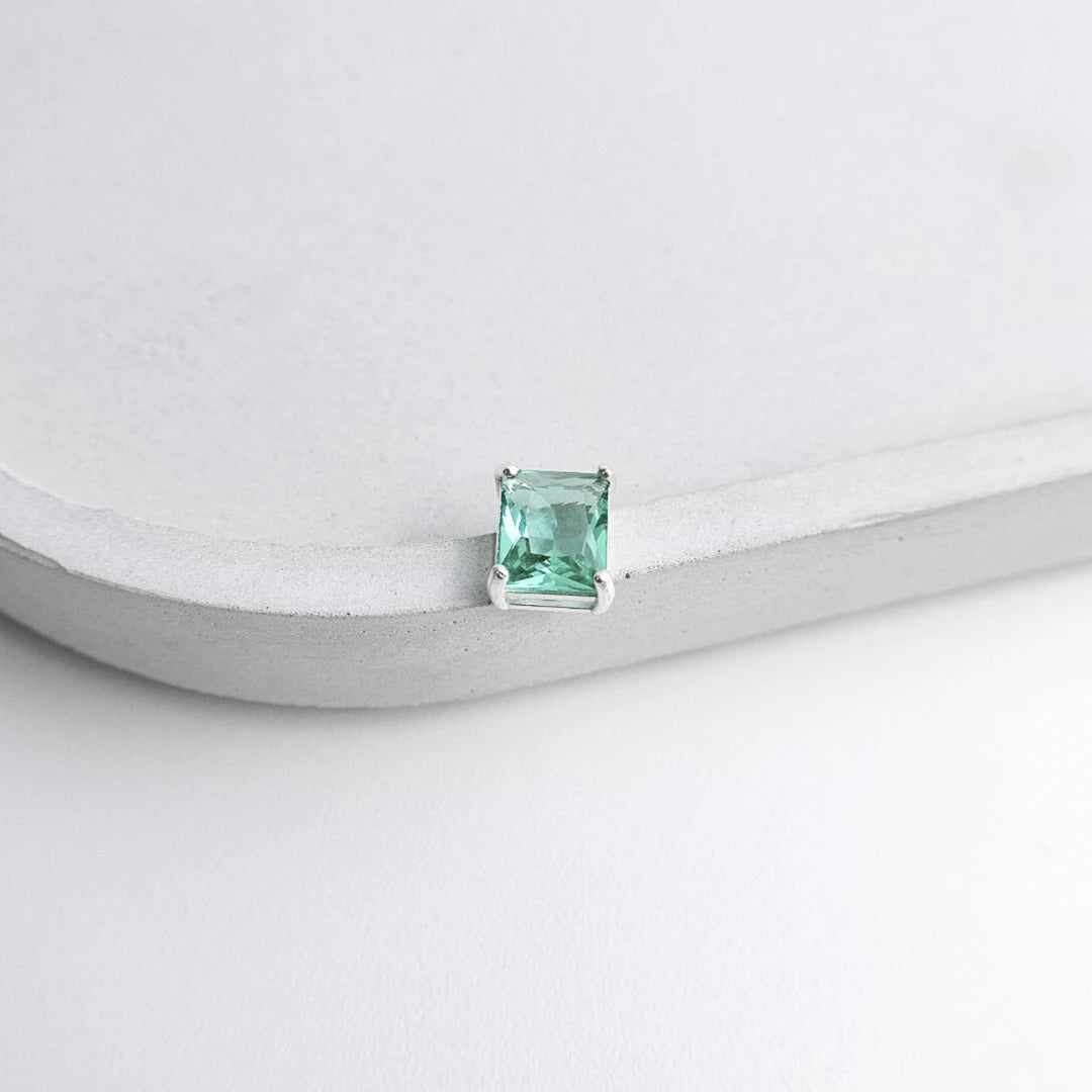 Pingente Cristal Retangular Turquesa